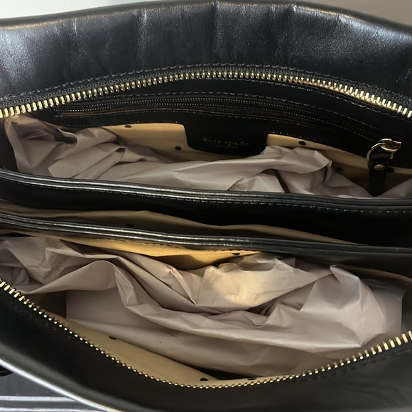 Kate Spade Black Leather and Silver Metallic Accordion Style Handbag RARE - Picture 9 of 16